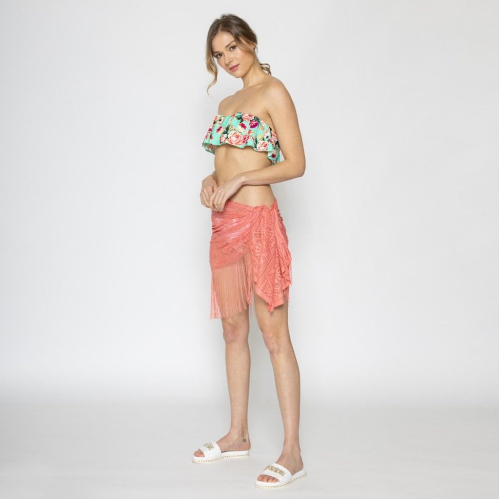 Lightweight Lace Sarong + Scarf With Fringe